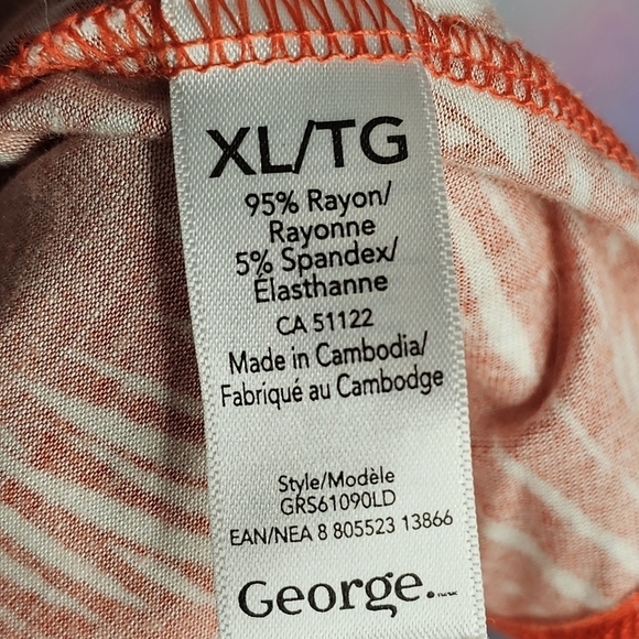 George Women's Orange & White Palm Tree Tank Top Size XL - Picture 8 of 9